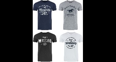 Mustang Heren T-Shirt 4-pack Mustang heren T-shirt regular fit Veelkleurig 3XL Ronde Hals Volwassenen
