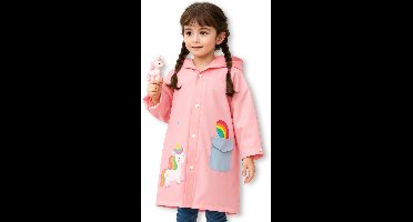 BoefieBoef Roze Kinder Regenjas Eenhoorn – S 1 tot 4 jaar – Peuter RegenPoncho – Premium EVA Waterdicht – Kleuter Regenmantel - Regen Winter School Buitenspelen – Knutseljas – Cadeau Tip voor Meisjes & Jongens – lengte 75-105 cm – Unicorn
