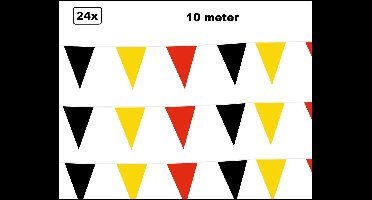 24x Vlaggenlijn zwart/geel/rood 10 meter - Belgie Thema feest party verjaardag sport