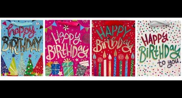 Daily Style – Cadeautasje Happy Birthday – Mix – Klein – 18x10x23 cm – 12 stuks