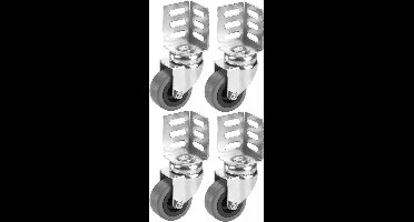 wielen - met hoekplaat - rubberen - Wielbreedte 2 Inch - Laadvermogen 40 kg - 4 stuk - multicolor