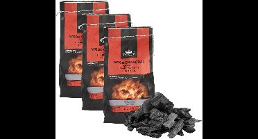 Fancy Flames Barbecue/bbq Houtskool - 3x - 3 kilo - 100% natuurlijk - geschikt voor BBQ