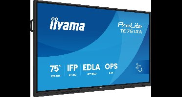 iiyama TE7513A-B1AG beeldkrant Interactief flatscreen 190,5 cm (75") Wifi 500 cd/m² 4K Ultra HD Zwart Touchscreen Type processor Android 18/7