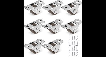 wielen - 8 stuks - rubberen - met stalen bovenplaat - met laag profiel - Laadvermogen 64 kg - 28 x 15 x 13 millimeter - Zwart