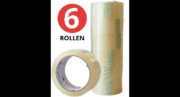 Ar Labels Verpakkingstape - Transparant - 6 Taperollen – 48mm x 66m – BOPP Plakband – Low Noise – Dikte 45 Micron - Acryl - Hoge Kleefkracht - Doorzichtig Inpaktape – Dozentape - Verpakkingsplakband