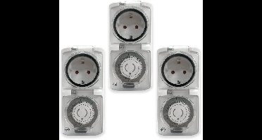 3-Pack ELRO TO1500 Mechanische Tijdschakelaar voor Buiten | IP44 Waterdicht | 30-minuten Schakeltijden | Tot 3600W
