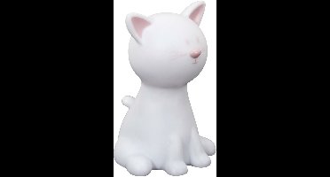 Home Deco Kids Nachtlampje Led - kat/poes - RGB kleuren - wit - 19 cm - kinderkamer