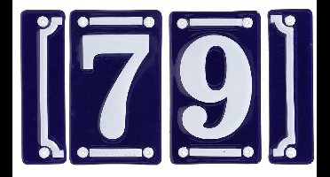 Best for Boots huisnummer 79 met sierrand - Oudhollands - emaille - blauw/wit