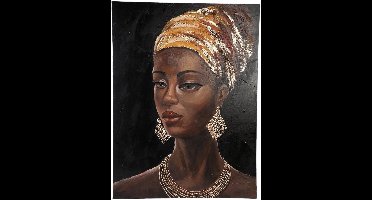 PTMD Wandpaneel Jeorgia Woman - 90x3x120 cm - Canvas - Goud