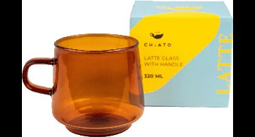 Latte glass with a handle CHiATO, 320 ml – brown