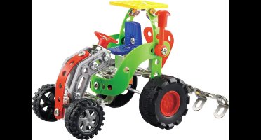 EDDY TOYS Metalen Blokken Bouwset – Maak je Eigen tractor – 128 -Delig Constructiespeelgoed met Gereedschap – Voor Kinderen vanaf 3 Jaar