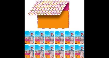 12x labelblok met 80x sticky notes oranje/roze
