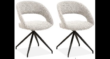 MX Sofa - Draaibare Eetkamerstoel Yara - Pearl (set van 2 stuks)