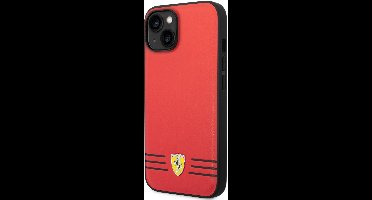 Ferrari Back cover - iPhone 14 Plus & 15 Plus - Rood - Lederen achterkant & valbescherming