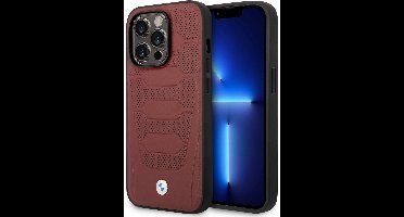 BMW iPhone 14 Pro Max Backcover hoesje - Red Leather Signature - Perforated Seats Design - Rood