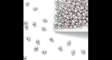 100 Stuks - Zilverkleurige hartjes 8x6mm met gat 1,5mm - DIY sieraden maken voor kettingen en armbandjes - Zilveren kralen