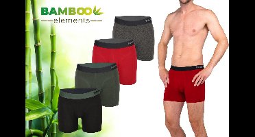 Bamboo Elements - Boxershort Heren - Bamboe - 4 Stuks - Assorted - Ondergoed Heren - Heren Ondergoed - Boxer - Bamboe Boxershorts Voor Mannen