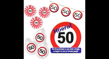 50 jaar Feest pakket versiering verkeersbord - 4 delig.