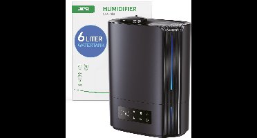 JC's - Luchtbevochtiger - Grote watertank 6 liter - Ultrasone luchtbevochtiger - Automatische functie met Hygrometer - Aroma diffuser - Humidifier - Luchtbevochtigers - Geruisloos - zwart - Energieklasse A+++