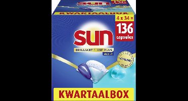 Sun - Vaatwastabletten - Brilliant Shine Plus - All-in 1 - 136 Capsules - Voordeelverpakking