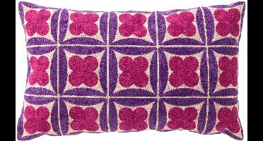 Dutch Decor CLOVER - kussenhoes 30x50 cm - geometrisch - geborduurd - Deep Lavender - paars - met rits - zonder binnenkussen