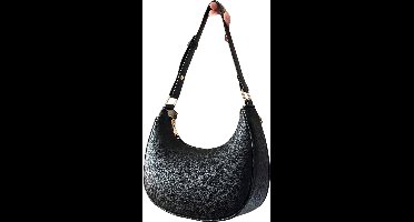 S&E Halvemaan Schoudertas – Modern, Opvallend & Ideaal voor Dagelijks Gebruik - Zwart