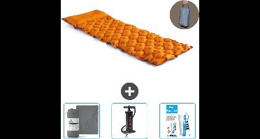 Intex Campingmat - 1-Persoons - 71 x 191 x 11 cm - Oranje - Inclusief Hoeslaken - Pomp en Reparatieset
