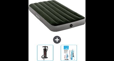 Intex Luchtbed - 1-Persoons - 99 x 191 x 25 cm - Groen - Pomp en Reparatieset