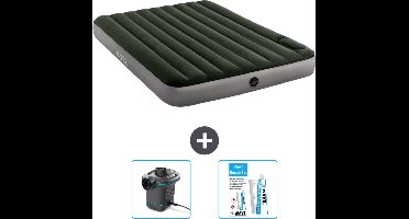 Intex Luchtbed - 2-Persoons - 152 x 203 x 25 cm - Groen - Pomp en Reparatieset
