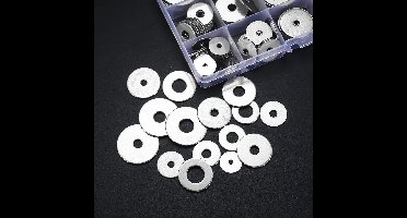 230-delige RVS Platte Wasmachines Set, Assortiment Slotringen Kit, Metalen Wasmachines en Moeren, 15 Maten M3/M4/M5/M6/M8/M10/M12