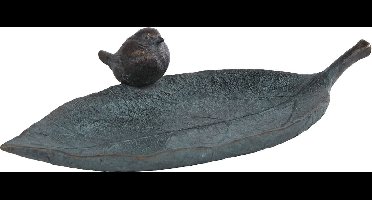 Vogelvoeder blad | Vogelbadje | Antiek koper polystone | Cadeau voor vrouw | Herfst decoratie | 32.5x18.5x8