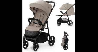 Kinderkraft TRIG 3 Buggy – Tot 25 kg* – Click & Fold Systeem – 360° Draaiende Wielen – Beige