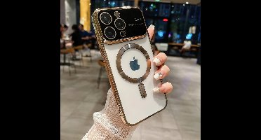 Luxe Beplating Hoesje - Camera Protector met groot raam - Compatibel met MagSafe Magnetisch Houders Geschikt voor: Apple iPhone 13 Pro Max - goud