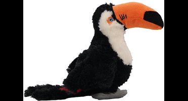 Pia Soft Toys Knuffeldier Toekan - zachte pluche stof - zwart/oranje - kwaliteit knuffels - 20 cm - tropische vogels