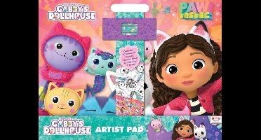 Gabby's Dollhouse Artist pad- Stationery - Papetterie- 40 Colour in Posters + 1 sticker Sheet & 3 Chunky Crayons
