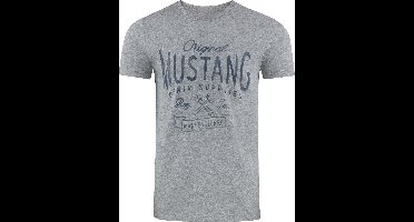 Mustang Heren T-Shirt Basic Print Tee regular fit Grijs 3XL Ronde Hals Volwassenen Opdruk Print Shirts