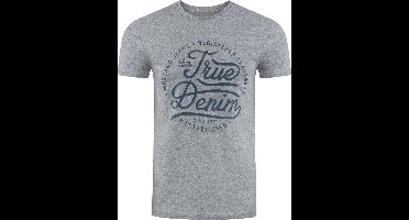 Mustang Heren T-Shirt Basic Print Tee regular fit Grijs XL Ronde Hals Volwassenen Opdruk Print Shirts