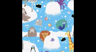 Dierentuin cadeaupapier - Inpakpapier - 5 meter x 70 cm - 3 rollen