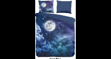 Pure dekbedovertrek maan met sterrenhemel - 2 persoons 200x200/220 cm - Multi - Microvezel