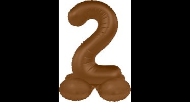 Folat - Staande folieballon Cijfer 2 Chocolate Brown - 41 cm