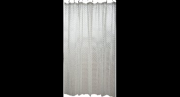 MSV Douchegordijn met ringen - transparant hokjes patroon - PVC - 180 x 200 cm - wasbaar - bad en douche