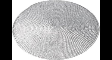 Cepewa Ronde placemat - zilver - kunststof - D38 cm - tafeldecoratie - onderleggers