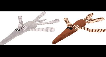 Flamingo Pluche Miereneter - Hondenspeelgoed - 56 cm - Grijs;Bruin