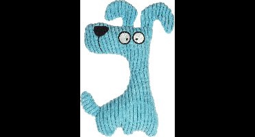 Flamingo - Honden/Puppyspeelgoed PEBBLES Corduroy Hond - 23 cm - Blauw