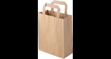 Draagtassen van gerecycled papier 18 × 8 × 22 cm bruin (250 stuks)