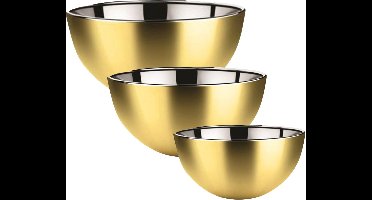 Svenska Living Voedsel serveer schalen set - 6x stuks - metallic goud - RVS - Dia 13/19/23 cm - keuken