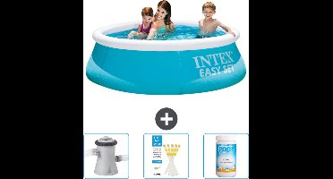 Intex Rond Opblaasbaar Easy Set Zwembad - 183 x 51 cm - Blauw - Inclusief Zwembadfilterpomp - Testrips - Chloor