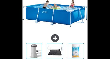 Intex Rechthoekig Frame Zwembad - 300 x 200 x 75 cm - Blauw - Inclusief Zwembadfilterpomp - Solar Mat - Chloor
