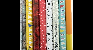 Assortiment cadeaupapier inpakpapier MD15 - 300 x 70 - 5 rollen