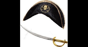 Rubies Carnaval verkleed set Piraat - Piratenhoed met zwaard - kunststof - heren/dames